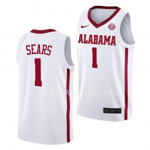 Men's Alabama Crimson Tide #1 Mark Sears White NCAA College Basketball Jersey 2403NMXL6